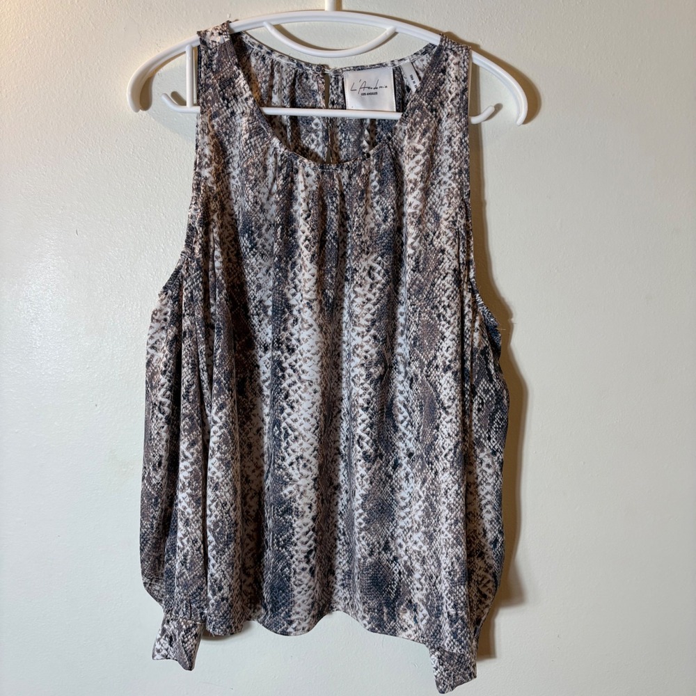 L'Acadamie Los Angeles Snake‎ Print Cold Shoulder Top Size XS